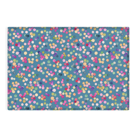 Ninola Design Polka Dots Happy Blue Outdoor Rug