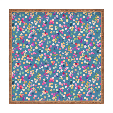 Ninola Design Polka Dots Happy Blue Square Tray