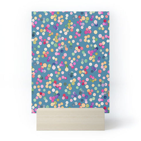 Ninola Design Polka Dots Happy Blue Mini Art Print