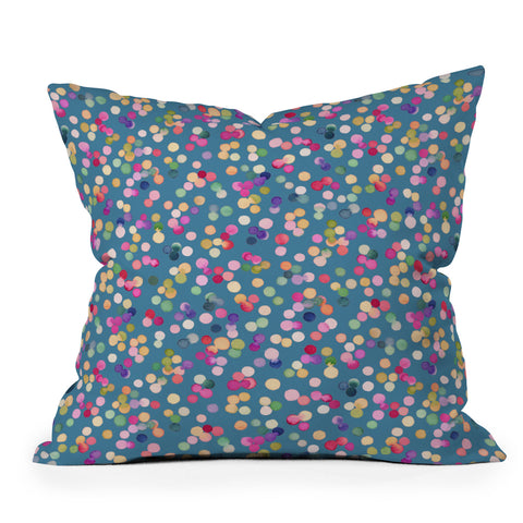 Ninola Design Polka Dots Happy Blue Throw Pillow