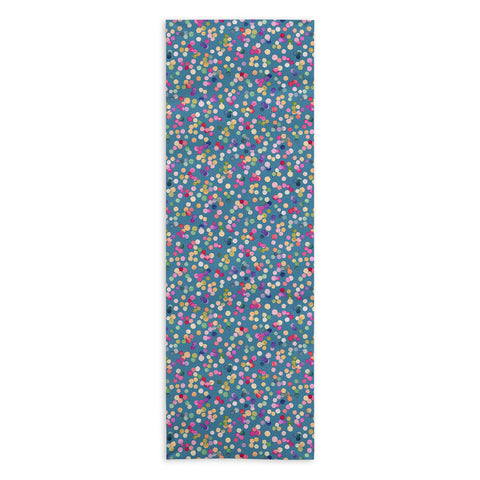 Ninola Design Polka Dots Happy Blue Yoga Towel