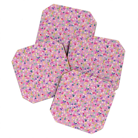 Ninola Design Polka Dots Happy Lavander Coaster Set