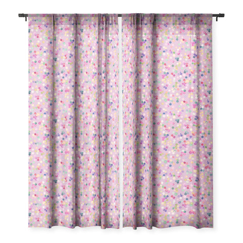 Ninola Design Polka Dots Happy Lavander Sheer Window Curtain