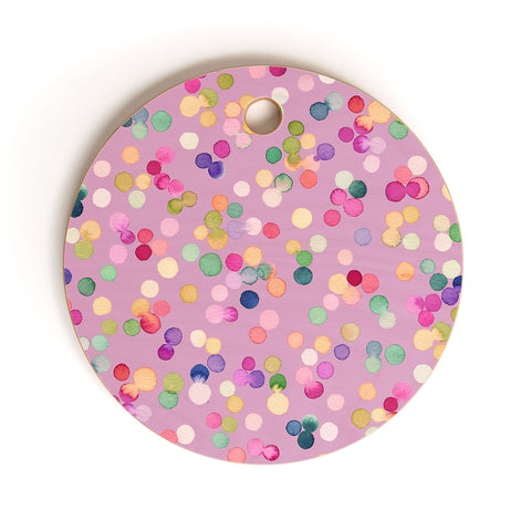 Ninola Design Polka Dots Happy Lavander Cutting Board Round