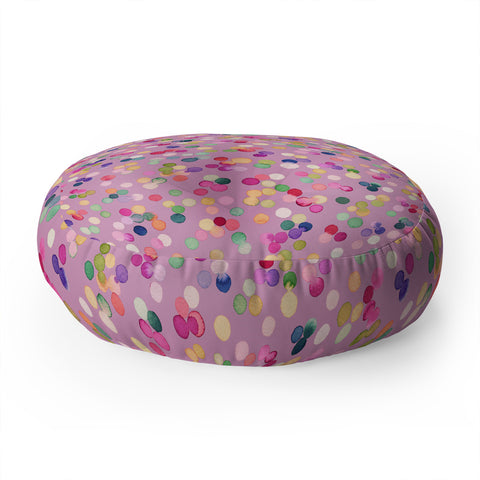 Ninola Design Polka Dots Happy Lavander Floor Pillow Round