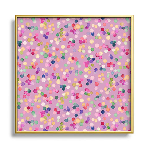Ninola Design Polka Dots Happy Lavander Square Metal Framed Art Print