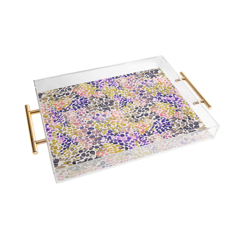 Ninola Design Purple Speckled Painting Watercolor Stains Acrylic Tray