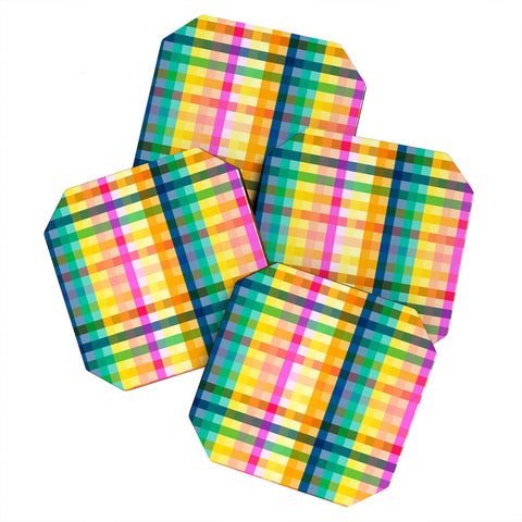 Ninola Design Rainbow Spring Gingham Coaster Set