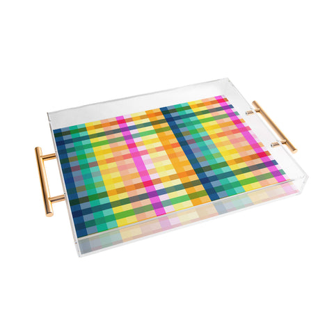 Ninola Design Rainbow Spring Gingham Acrylic Tray