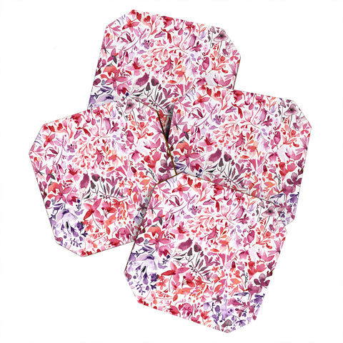 Ninola Design Red flowers and plants ivy Coaster Set