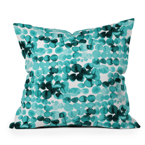 Ninola Design Relaxing Ink Bleeding Dots Outdoor Throw Pillow