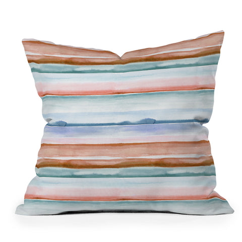 Ninola Design Relaxing Stripes Mineral Copper Outdoor Throw Pillow