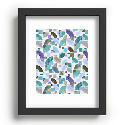 Ninola Design Retro Fusion Geometry Blue Recessed Framing Rectangle