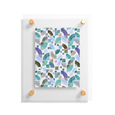 Ninola Design Retro Fusion Geometry Blue Floating Acrylic Print