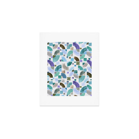 Ninola Design Retro Fusion Geometry Blue Art Print