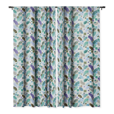 Ninola Design Retro Fusion Geometry Blue Blackout Window Curtain