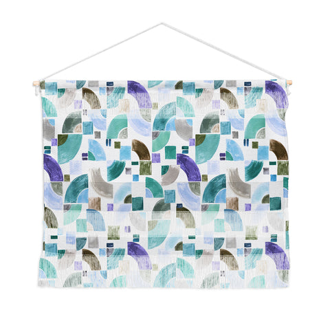 Ninola Design Retro Fusion Geometry Blue Wall Hanging Landscape