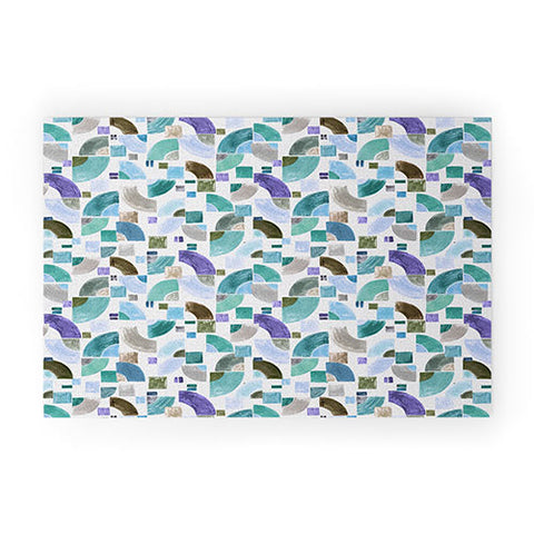 Ninola Design Retro Fusion Geometry Blue Welcome Mat