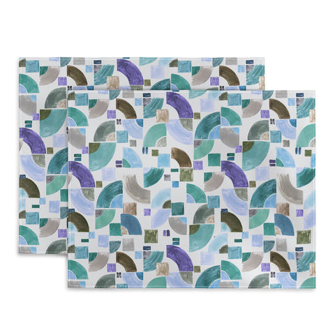 Ninola Design Retro Fusion Geometry Blue Placemat