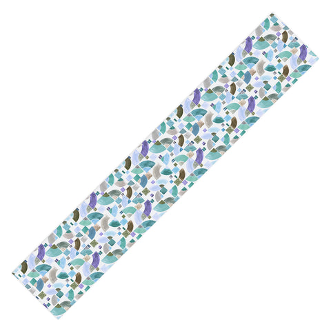 Ninola Design Retro Fusion Geometry Blue Table Runner
