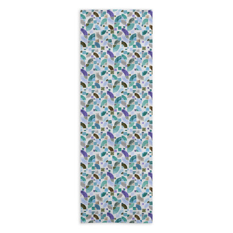 Ninola Design Retro Fusion Geometry Blue Yoga Towel