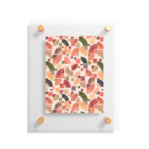 Ninola Design Retro Fusion Geometry Red Floating Acrylic Print