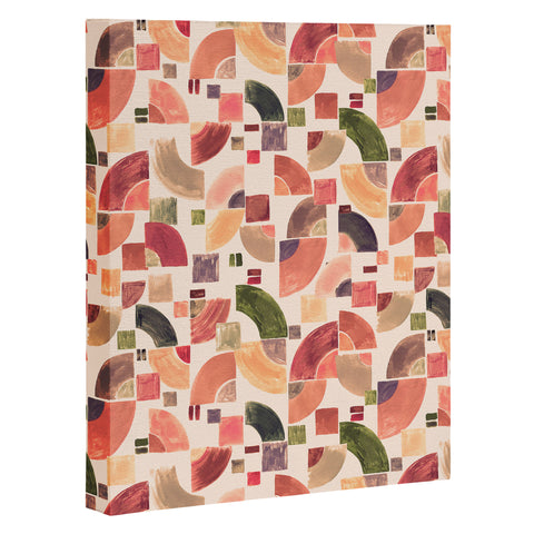 Ninola Design Retro Fusion Geometry Red Art Canvas