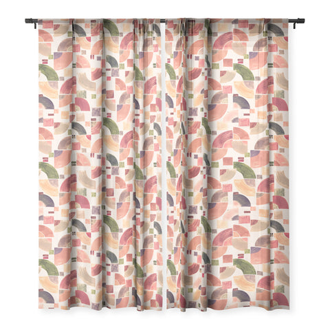 Ninola Design Retro Fusion Geometry Red Sheer Non Repeat