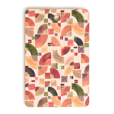 Ninola Design Retro Fusion Geometry Red Cutting Board Rectangle