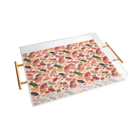 Ninola Design Retro Fusion Geometry Red Acrylic Tray