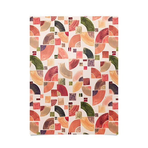 Ninola Design Retro Fusion Geometry Red Poster