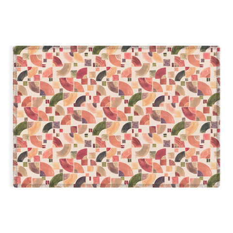 Ninola Design Retro Fusion Geometry Red Outdoor Rug