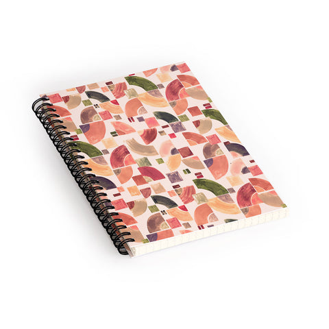 Ninola Design Retro Fusion Geometry Red Spiral Notebook