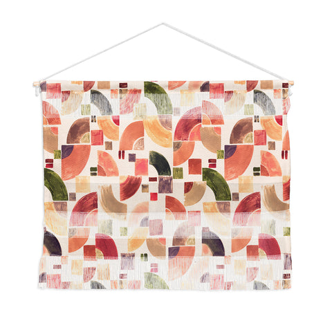 Ninola Design Retro Fusion Geometry Red Wall Hanging Landscape