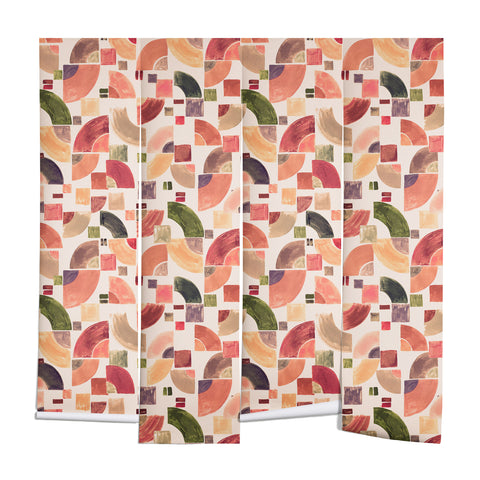 Ninola Design Retro Fusion Geometry Red Wall Mural