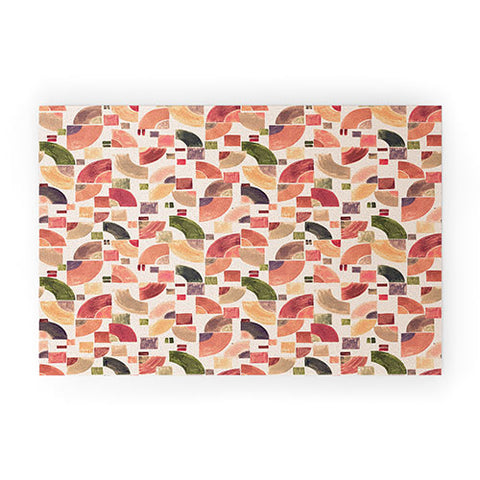 Ninola Design Retro Fusion Geometry Red Welcome Mat