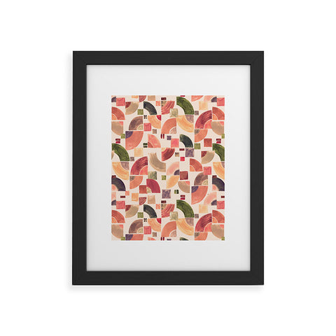 Ninola Design Retro Fusion Geometry Red Framed Art Print
