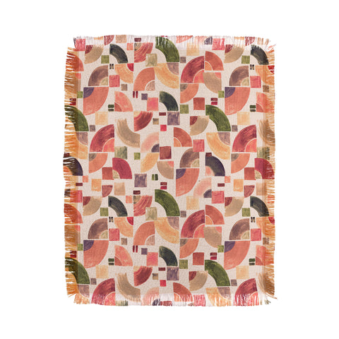Ninola Design Retro Fusion Geometry Red Throw Blanket
