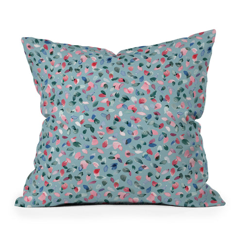 Ninola Design Romance Petals Blue Outdoor Throw Pillow