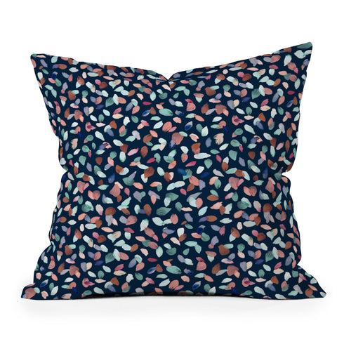 Ninola Design Romance Petals Navy Outdoor Throw Pillow