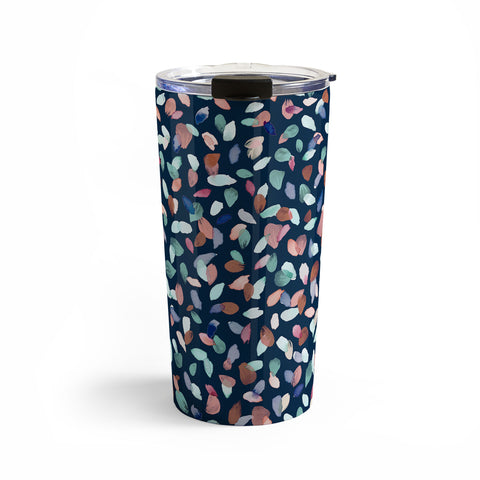 Ninola Design Romance Petals Navy Travel Mug