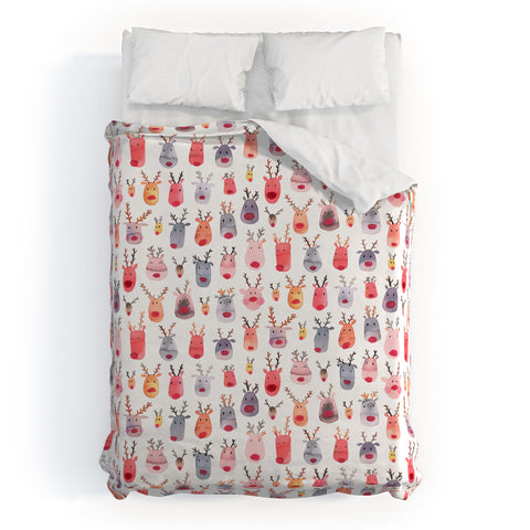 Ninola Design Rudolph Cute Reindeers Duvet Cover