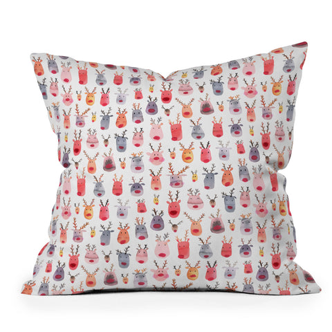 Ninola Design Rudolph Cute Reindeers Outdoor Throw Pillow