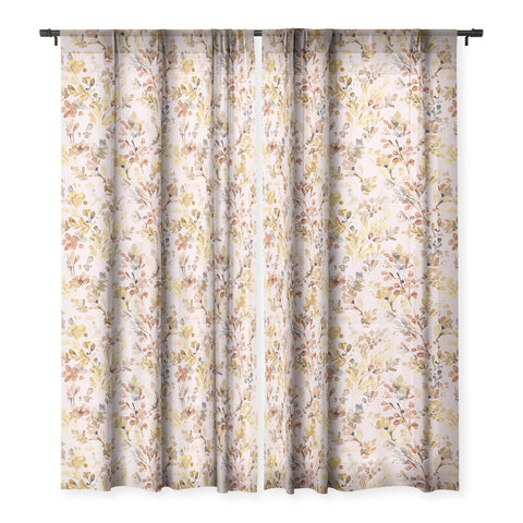 Ninola Design Rustic Cottage Wild Nature Pink Sheer Window Curtain