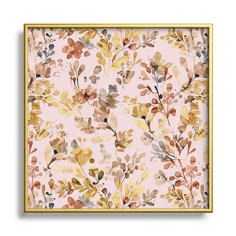 Ninola Design Rustic Cottage Wild Nature Pink Square Metal Framed Art Print