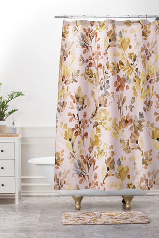 Ninola Design Rustic Cottage Wild Nature Pink Shower Curtain And Mat