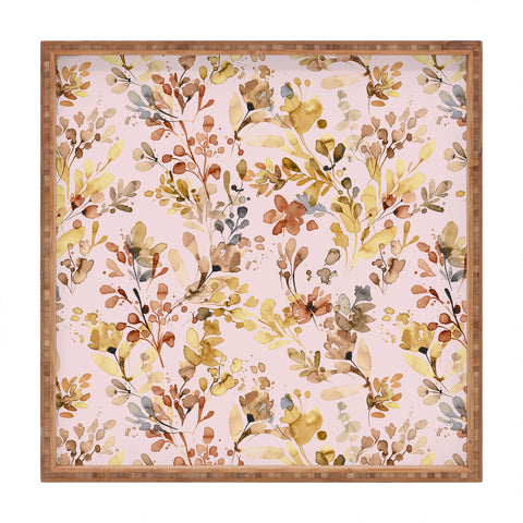 Ninola Design Rustic Cottage Wild Nature Pink Square Tray