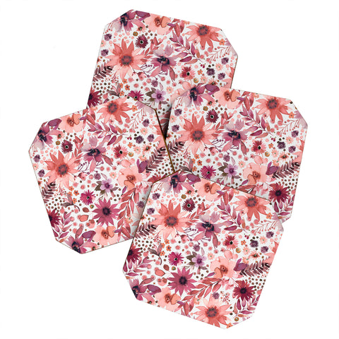 Ninola Design Rustic flowers Organic holiday Coaster Set