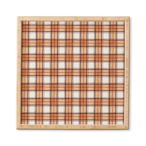 Ninola Design Rustic Geometric Checks Rust Framed Wall Art