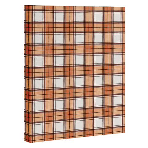 Ninola Design Rustic Geometric Checks Rust Art Canvas